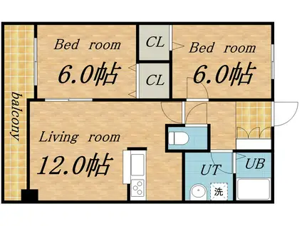 グレイスコート北18条(2LDK/13階)の間取り写真
