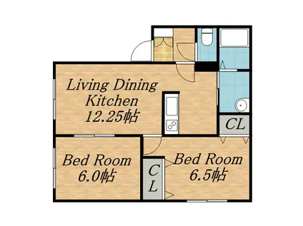 リビングタウン札幌東B棟(2LDK/1階)の間取り写真