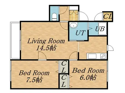 サンパーク木下(2LDK/2階)の間取り写真