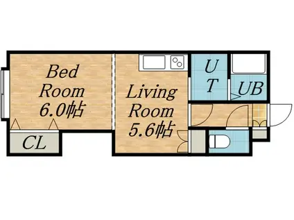 ΑNEXTエレガンス(ワンルーム/2階)の間取り写真