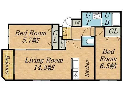 アヴェニール(2LDK/1階)の間取り写真