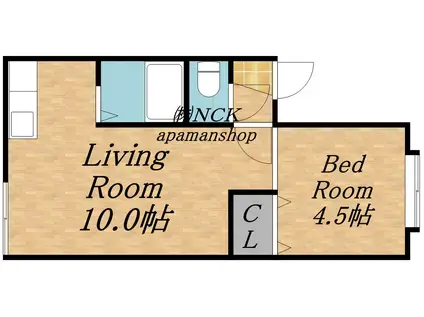 アパートメント・ワキザカ(1DK/2階)の間取り写真