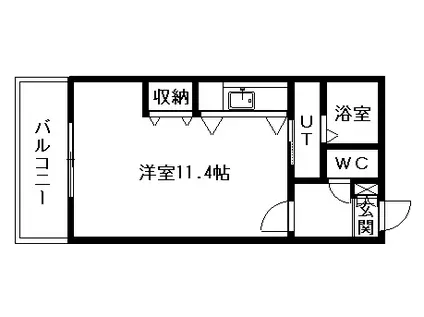 モンターニュアボール(1K/3階)の間取り写真