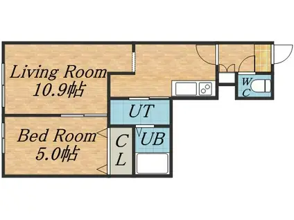 モンターニュボヌール(1LDK/4階)の間取り写真