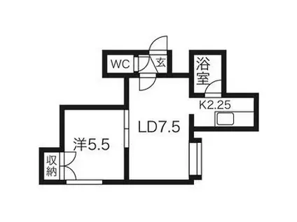 KSハイツ北11条(1LDK/3階)の間取り写真