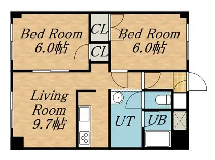 パレスKK(2LDK/2階)の間取り写真