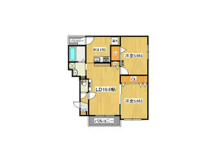 ハイパールN18(2LDK/3階)の間取り写真