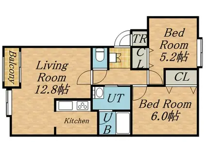 ディア東苗穂弐番館(2LDK/1階)の間取り写真