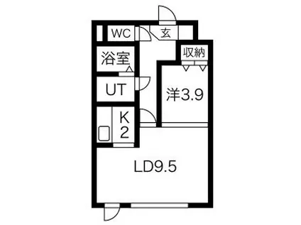 E-HORIZON屯田(1LDK/3階)の間取り写真