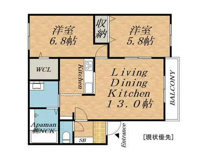サンライズHTM(2LDK/1階)の間取り写真