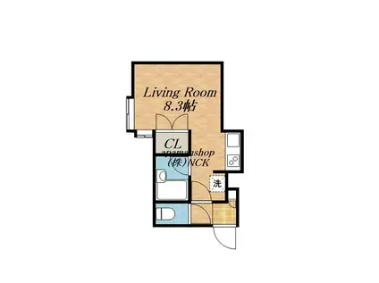 明日香ハイツ(1K/2階)の間取り写真