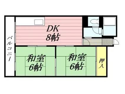 日の丸ハイツ(2DK/4階)の間取り写真