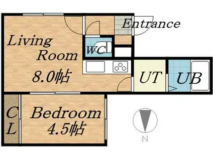 アイアール麻生III(1LDK/4階)の間取り写真