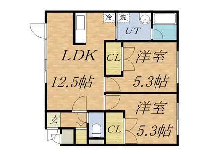 ウッディファミリー(2LDK/2階)の間取り写真