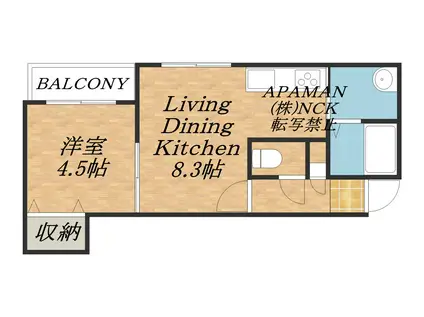 HOPEN8-E8(1LDK/3階)の間取り写真