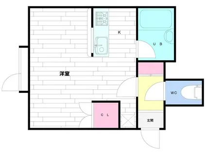 キャメロットⅡ(1K/1階)の間取り写真