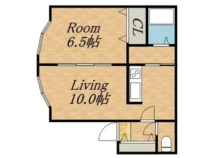シングルコート北21条(1LDK/3階)の間取り写真