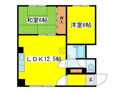 サンハイム(2LDK/2階)の間取り写真