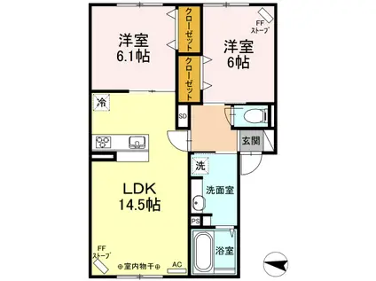 ルミエールN391(2LDK/2階)の間取り写真