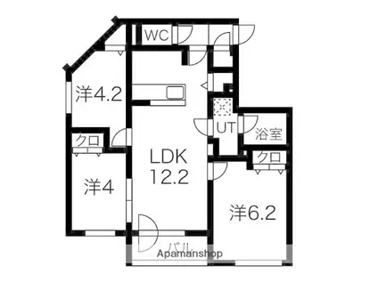 メニーズコート北光プレミア(3LDK/3階)の間取り写真