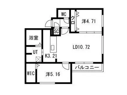 BASE N33(2LDK/4階)の間取り写真