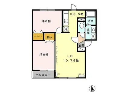 フォルスD(2LDK/2階)の間取り写真