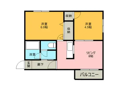 カステロ・デル・フィオーレ(2DK/1階)の間取り写真