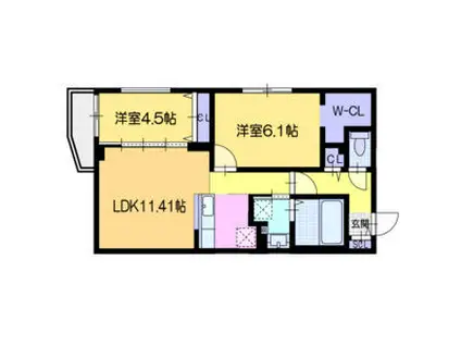 ヴォヤージュ菊水(2LDK/4階)の間取り写真