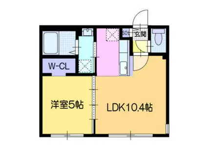 ヴォヤージュ菊水(1LDK/3階)の間取り写真