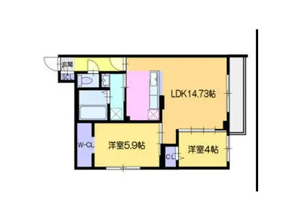 ヴォヤージュ菊水(2LDK/4階)の間取り写真