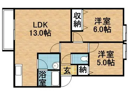 イーストフロンティアTK(2LDK/2階)の間取り写真