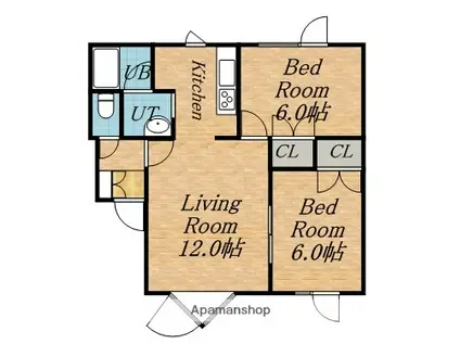 プレトリアA(2LDK/3階)の間取り写真