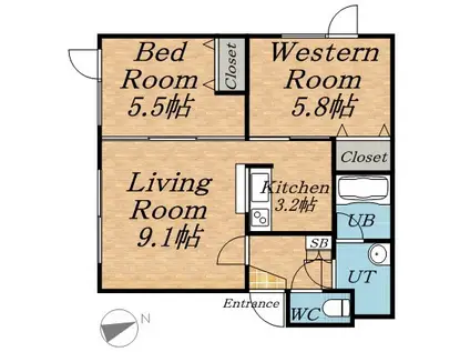 はまなす(2LDK/1階)の間取り写真