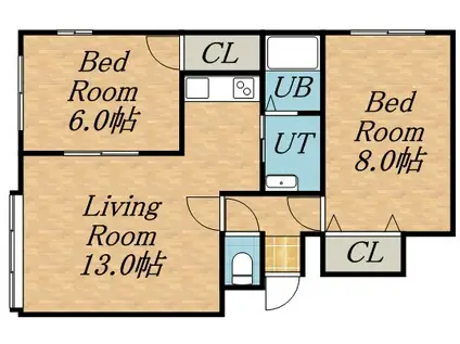 ノーマルヒル元町(2LDK/3階)の間取り写真