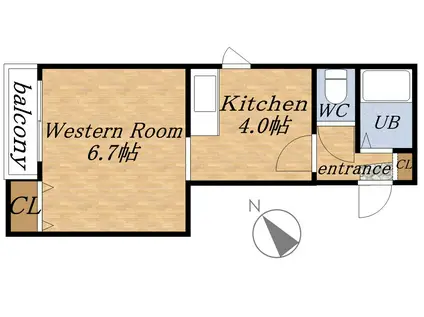 ツインビルいとう2号館(1DK/3階)の間取り写真