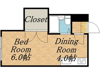 ローヤルハイツ南12(1DK/5階)の間取り写真