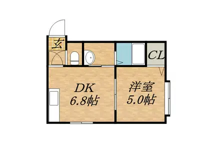 クヴェレ15(1DK/3階)の間取り写真