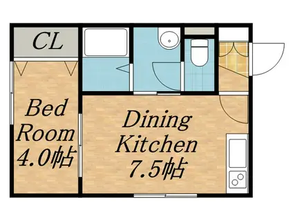 アドバンス新道東(1DK/2階)の間取り写真