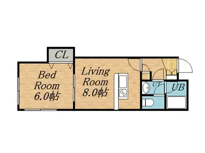 マイクレストN20(1DK/1階)の間取り写真