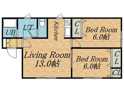 フリーダム1-7(2LDK/2階)の間取り写真