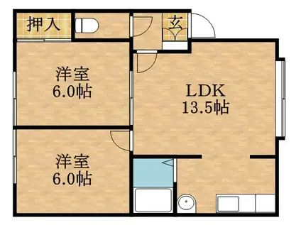 ソシアルトミイNO16(2LDK/1階)の間取り写真