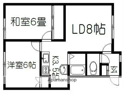 サンシャイン21B(2LDK/2階)の間取り写真