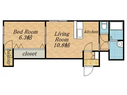 アイビル7(1LDK/4階)の間取り写真