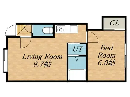 INFINI BONHEUR MIYANOSAWA(1DK/2階)の間取り写真
