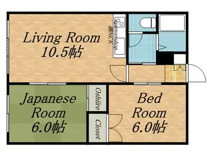 アムール発寒(2LDK/2階)の間取り写真