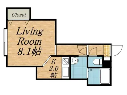 LIBERTYBELL(1K/2階)の間取り写真