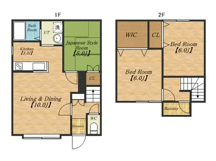 テラスハウスNO2(3LDK)の間取り写真
