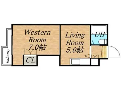 サンロードハイツ山の手(1DK/4階)の間取り写真