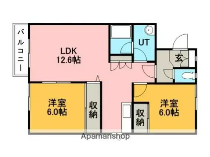 アステル(2LDK/2階)の間取り写真
