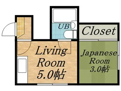 ハイツ八軒A棟(1DK/2階)の間取り写真